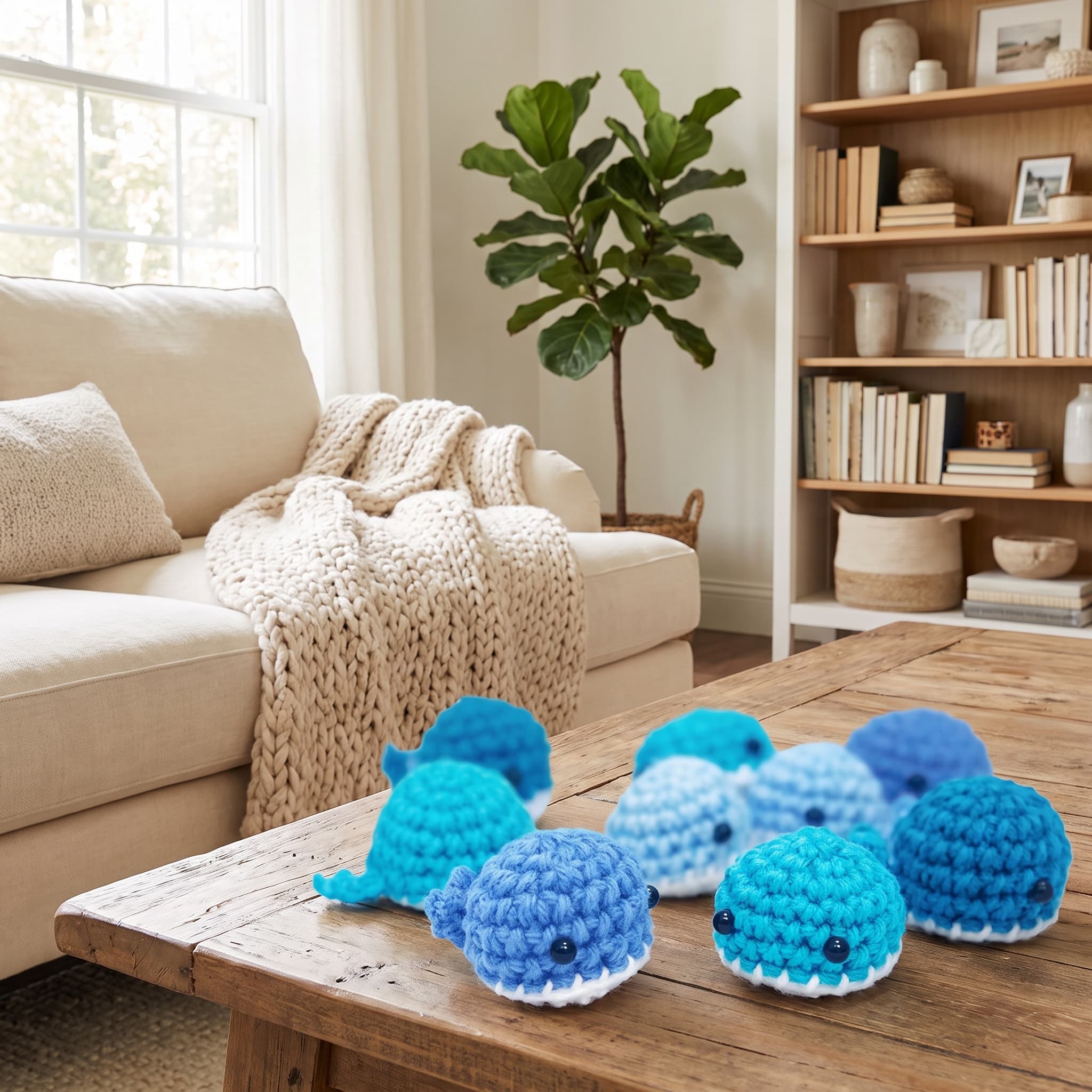 The full set of amigurumi animals from the bundle.